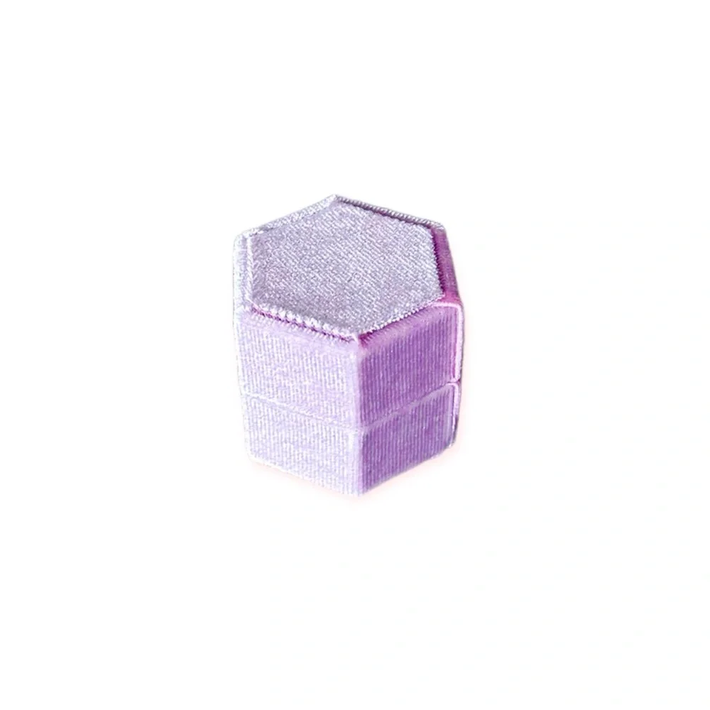 NWT Pink Velvet Hexagon Ring Box w/ Double Slit — Jewelry Ring Earring Box
